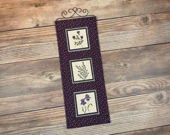 Medium Quilted Clover Wildflower Wallhanging, 27" x 10"