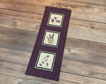 Medium Quilted Violets Wildflower Wallhanging, 27" x 10"