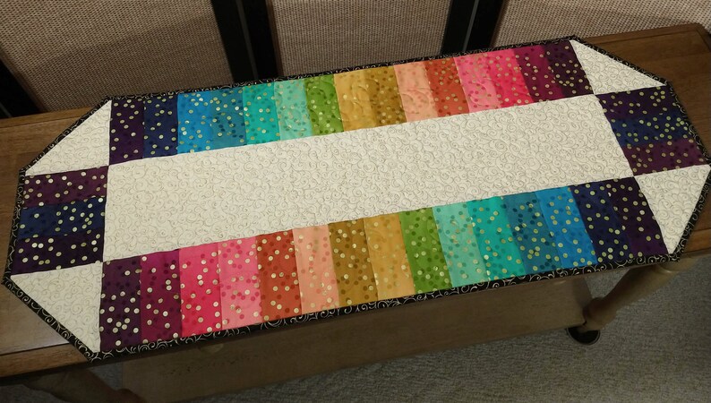 Festive Quilted Rainbow Table Topper 39 x 15.5