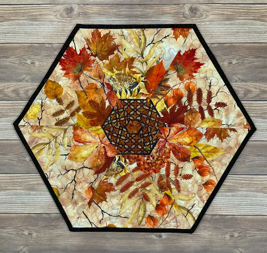 Quilted Small Fall Six-sided Hexagon Table Topper, 21" X 18" - Etsy