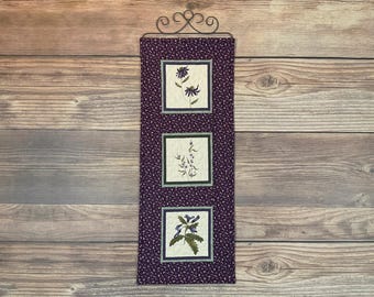 Medium Quilted Coneflower Wildflower Wallhanging, 27" x 10"