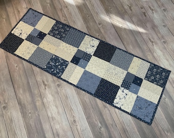 Quilted Broken Nine-Patch "Bluebird's Nest" Table Runner, 38" x 13"