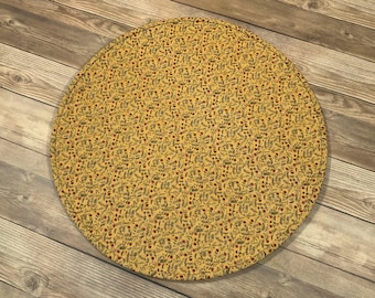 Quilted Reversible Circular Fall Ditsy Print Table Center Topper, 19-20"