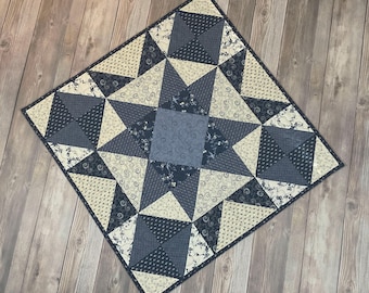 Quilted "Bluebird's Nest" Expanding Star Table Topper / Wallhanging, 24" square