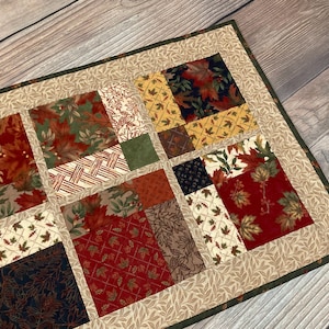 Quilted Windowpane &quot;Fall Melody&quot; Flannel Table Runner, 44.5&quot; x 17.5&quot;