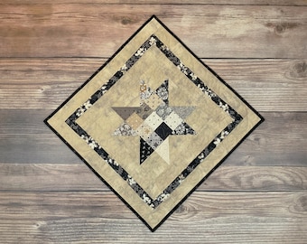 Quilted and Pieced 'Posh by Basic Grey' Table Topper / Wallhanging, 22" square