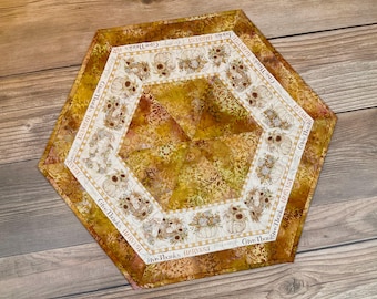 Quilted Autumn Elegance Hexagon Table Topper, 22.5" x 26"