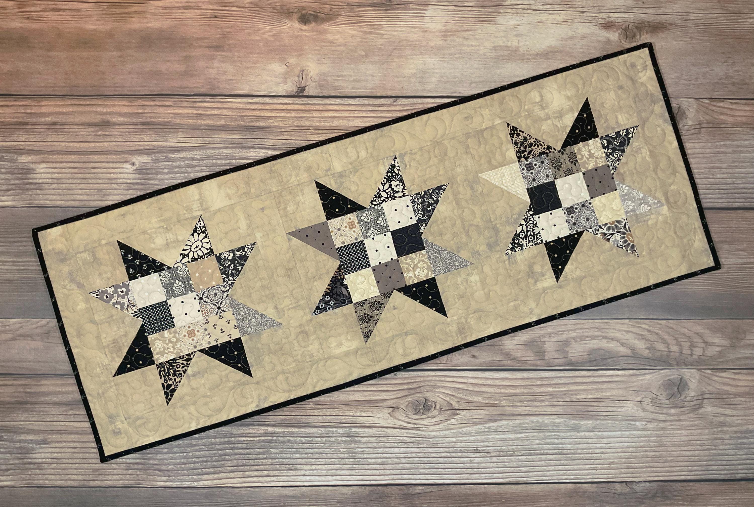 Quilted and Pieced 'Posh by Basic Grey' Table Runner, 44" x 16.5"