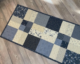 Quilted Broken Nine-Patch "Bluebird's Nest" Table Runner, 38" x 13"