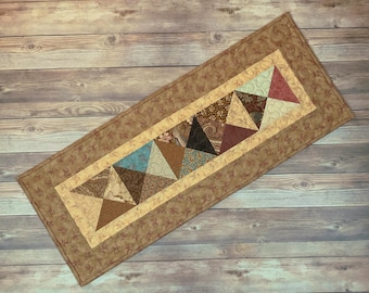 Quilted Quarter Square Table Runner, 32.5" x 13"