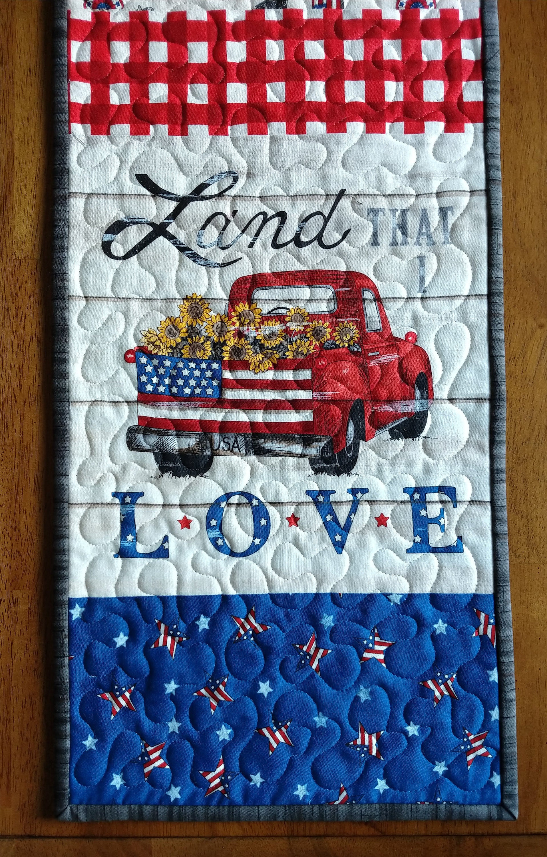 Long Narrow Quilted Americana Table Runner with Land Etsy