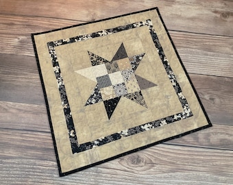 Quilted and Pieced 'Posh by Basic Grey' Table Topper / Wallhanging, 22" square