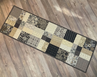 Quilted Broken Nine-Patch "Posh" Fabric Collection Table Runner, 38" x 13"