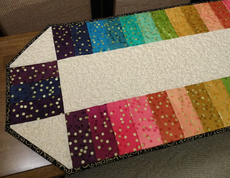 Festive Quilted Rainbow Table Topper 39 x 15.5