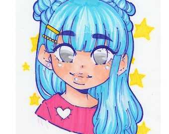 Traditional Anime Colored Commissions - Bust Up Anime Commissions