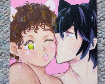 Mini oeuvre d'art originale Yusuke & Elle