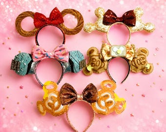 CUSTOM MADE Snack Minnie Ears | Mickey Pretzel, Churro, Food Inspired Headband
