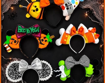CUSTOM MADE Halloween Disney Ears | Spooky Mickey Ears | Minnie Halloween Headband | Disney Halloween Outfit | Handmade Disney Ears