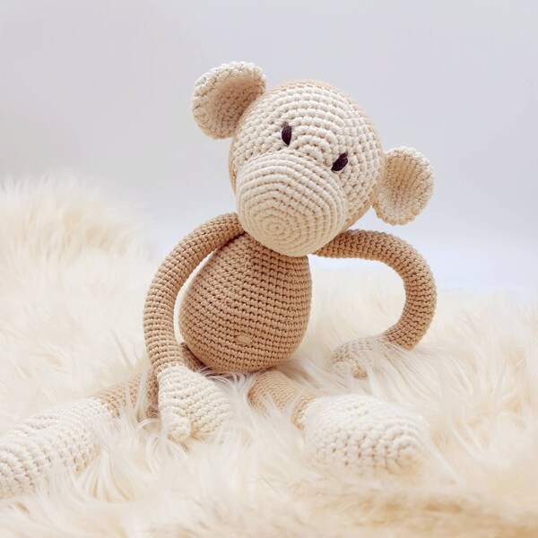 Geschenk Baby Kuscheltier Affe  Amigurumi gehäkelter Affe Geschenk zur Geburt Dschungel Kinderzimmer