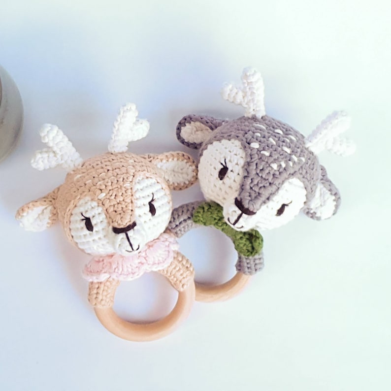 Holz Greifling Baby Rassel - Handmade Elch Spielzeug Für Neugeborene