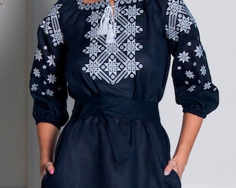 Ukrainische bestickte Leinen Kleid Vyshyvanka Ukraine Verkäufer Geschenk für Sie, Frau, Mädchen, Ostern Verkäuferin