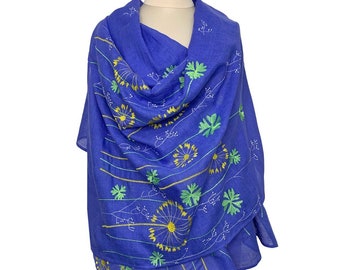 Blue Ukrainian Shawl, Traditional Ukrainian Gifts for Women, Mom Daughter Shawl, Women Embroidered Scarf, Slavic Ethnic Shawl, Blue Scarf