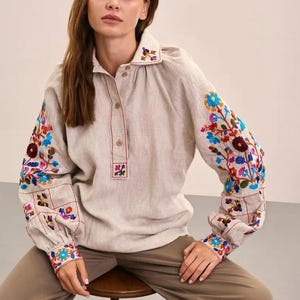 Ukrainian vyshyvanka blouse.Ukrainian embroidered blouse vyshyvanka bohemian ethnic shirt boho chic peasant,Gift for Her,Gift for Christmas