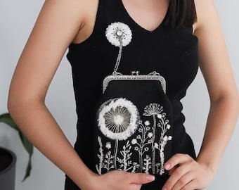 Clutch Ukrainian Embroidered Dandelion Bag Small Purse Ethnic Fashion Accessory Crossbody Authentic Ukrainian Design Unique Folk Art