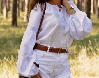 Witte Oekraïense vyshyvanka blouse met witte opdruk, Oekraïense geborduurde blouse, vyshyvanka boho etnische blouse, cadeau voor haar, voor een meisje, cadeau voor moeders