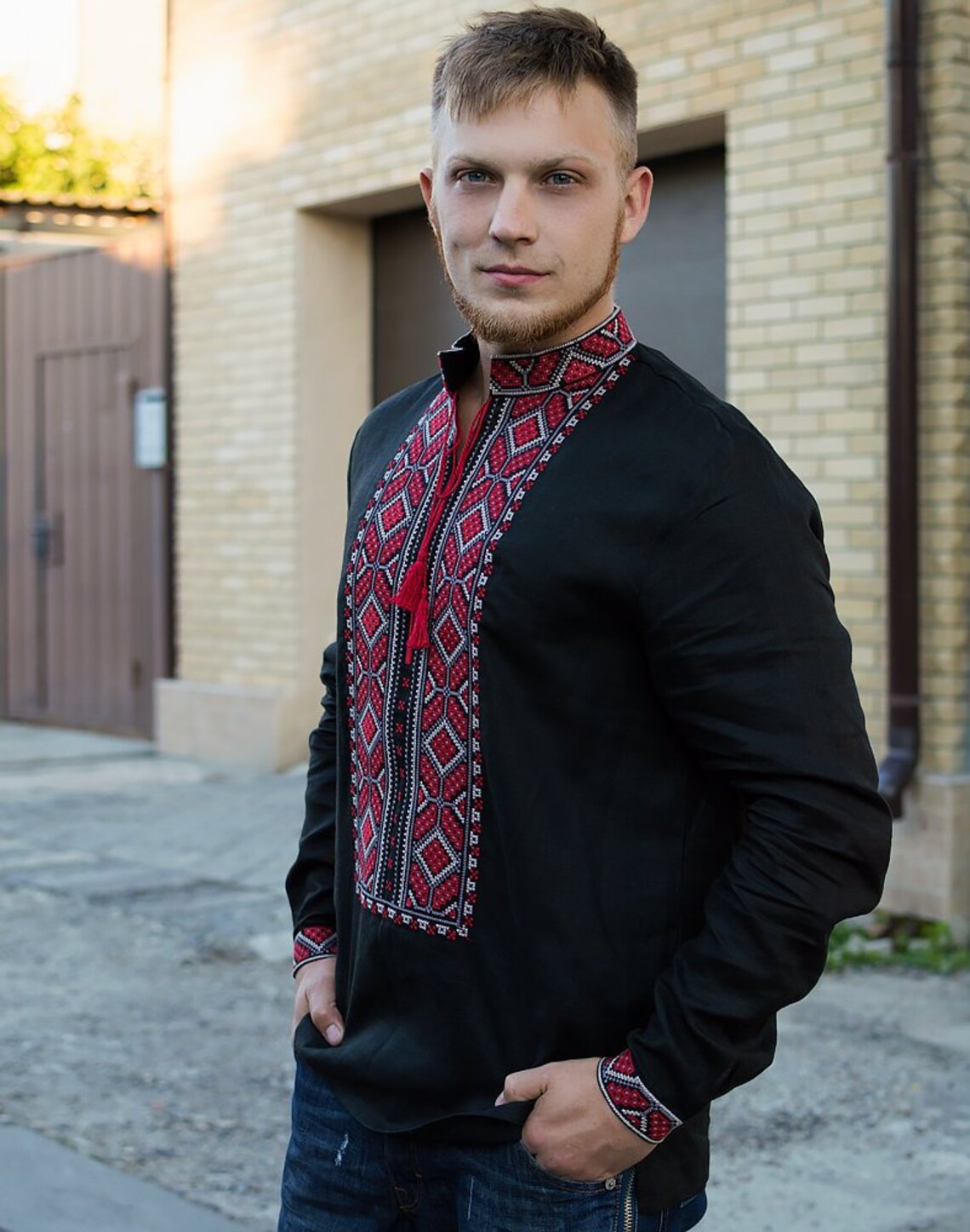 Ukrainian shirt for men Black Embroidered shirt Men's Etsy