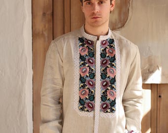 Linen Shirt, Ukrainian shirt for men, Embroidered shirt, Men's embroidered Traditional Vyshyvanka, Gift for Him, Gift for Husband