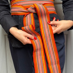 Belt length 3m  Ethnic Ukrainian  hand woven girdle for folk shirt Cossack hand crafted sash Slavic waistband Boho Easter gift Krajka