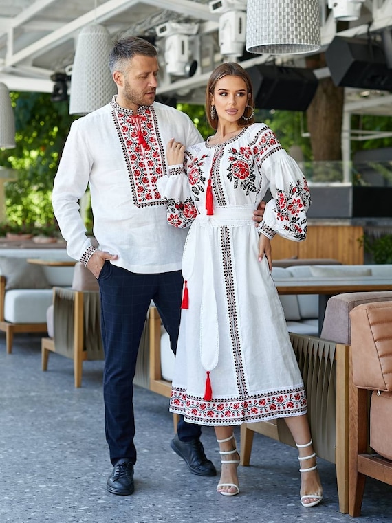 Trendy Linen Dress With Exquisite Ukrainian Vyshyvanka Embroidery White  Linen Embroidered Dress Ukrainian Dress Boho Style Wedding Christmas - Etsy