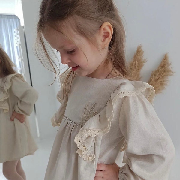 Leinenkleid bequeme Kinderkleidung Geschenk KindertuchUkraine VerkäuferMUTTERTAG