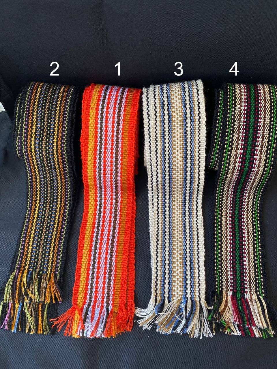 Vintage Irish Crafts Westport Woven Wool Sash Belt Green Multi-Color Irish Crios Belt Yellow-Green - Hand-Woven by Liz Christy main image 2