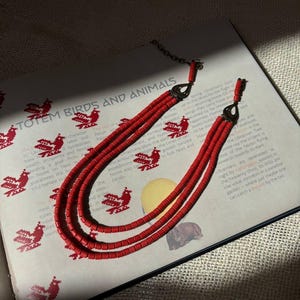 Red Ukrainian Traditional necklace Jewelry Handmade ceramics Necklace of antique fireplace beads Ethnic Gift for Her Gift for Wife