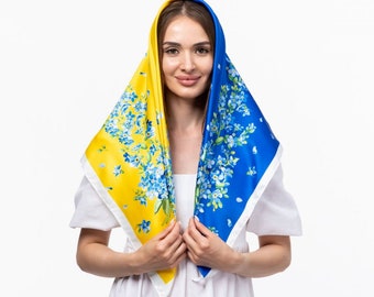 2024 Ukrainian Bohemian shawl 90*90cm Christmas Ethnic ornament Collection Shawl Patriotic shawl Gift for Her Gift for Mother Easter scarf
