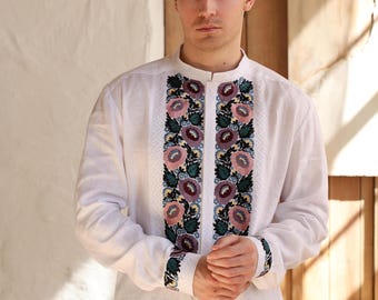 Linen Shirt, Ukrainian shirt for men, Embroidered shirt, Men's embroidered Traditional Vyshyvanka, Gift for Him, Gift for Husband