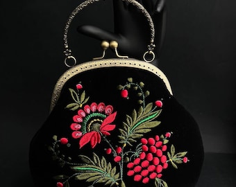 Clutch Ukrainian Embroidered Viburnum Bag Small Purse Ethnic Fashion Accessory Crossbody Authentic Ukrainian Design Unique Folk Art