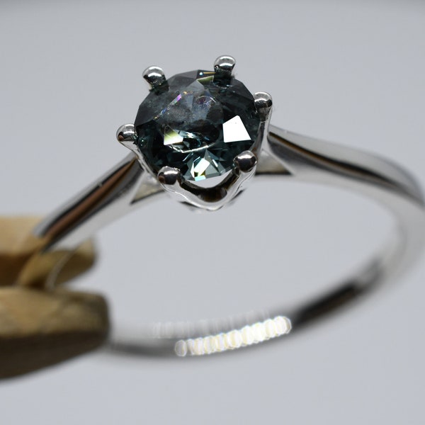 0.65 Ct. Stunning Steel Blue Montana Sapphire Ring in Sterling SIlver!