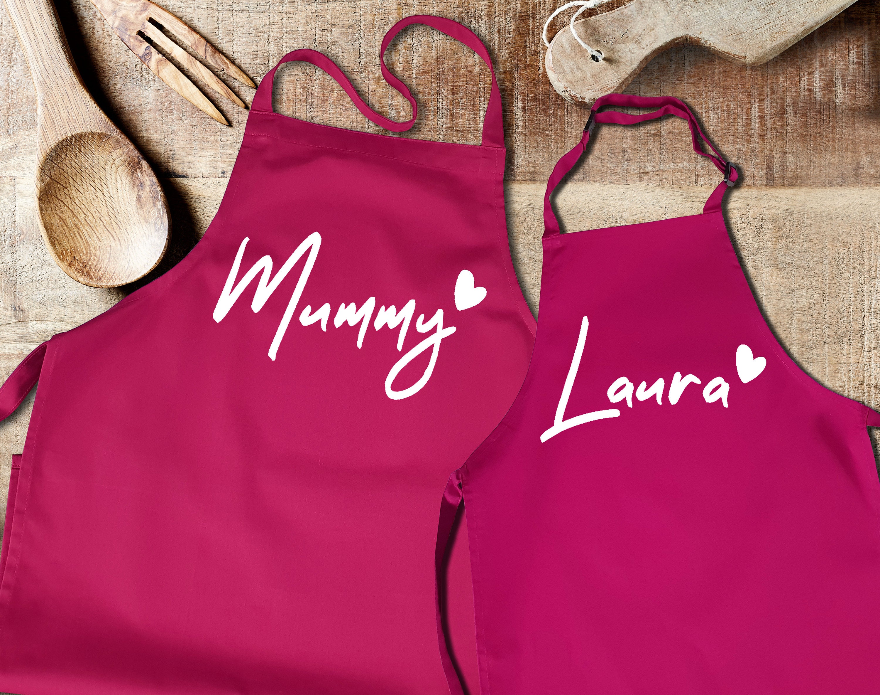 Custom Mother and daughter matching pink aprons set. Mummy and Etsy