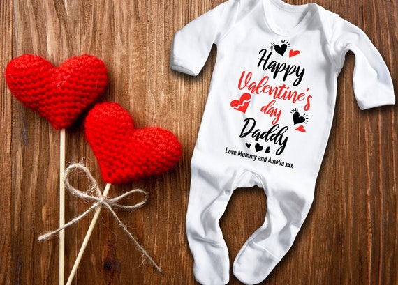 Custom Happy Birthday daddy white long sleeve baby grow rompersuit sleepsuit.