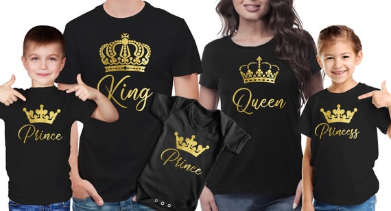 King Queen Princess Prince Family T Shirts And Baby Grow Set Etsy