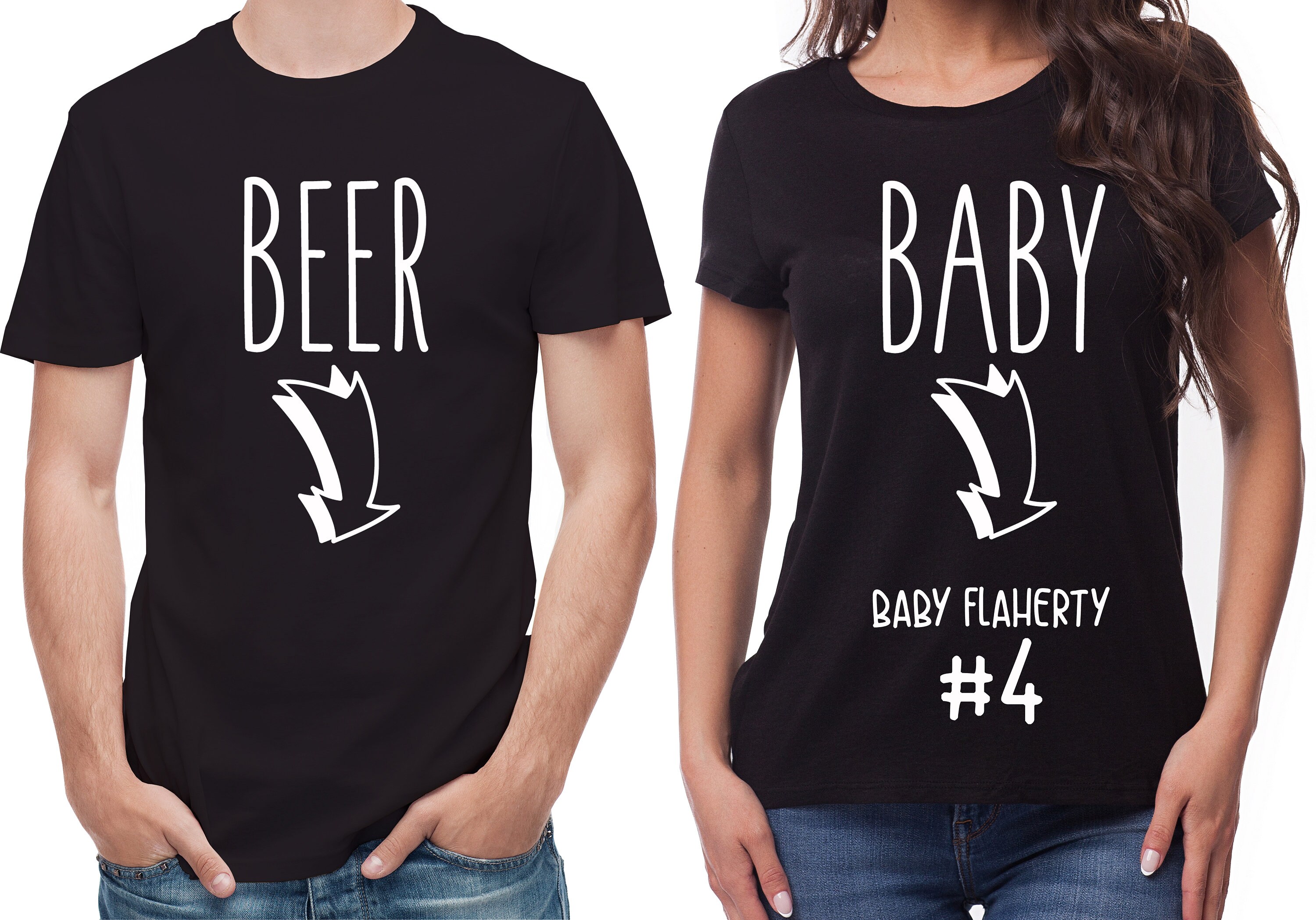 Custom Beer belly Baby belly pregnancy reveal couple black Etsy