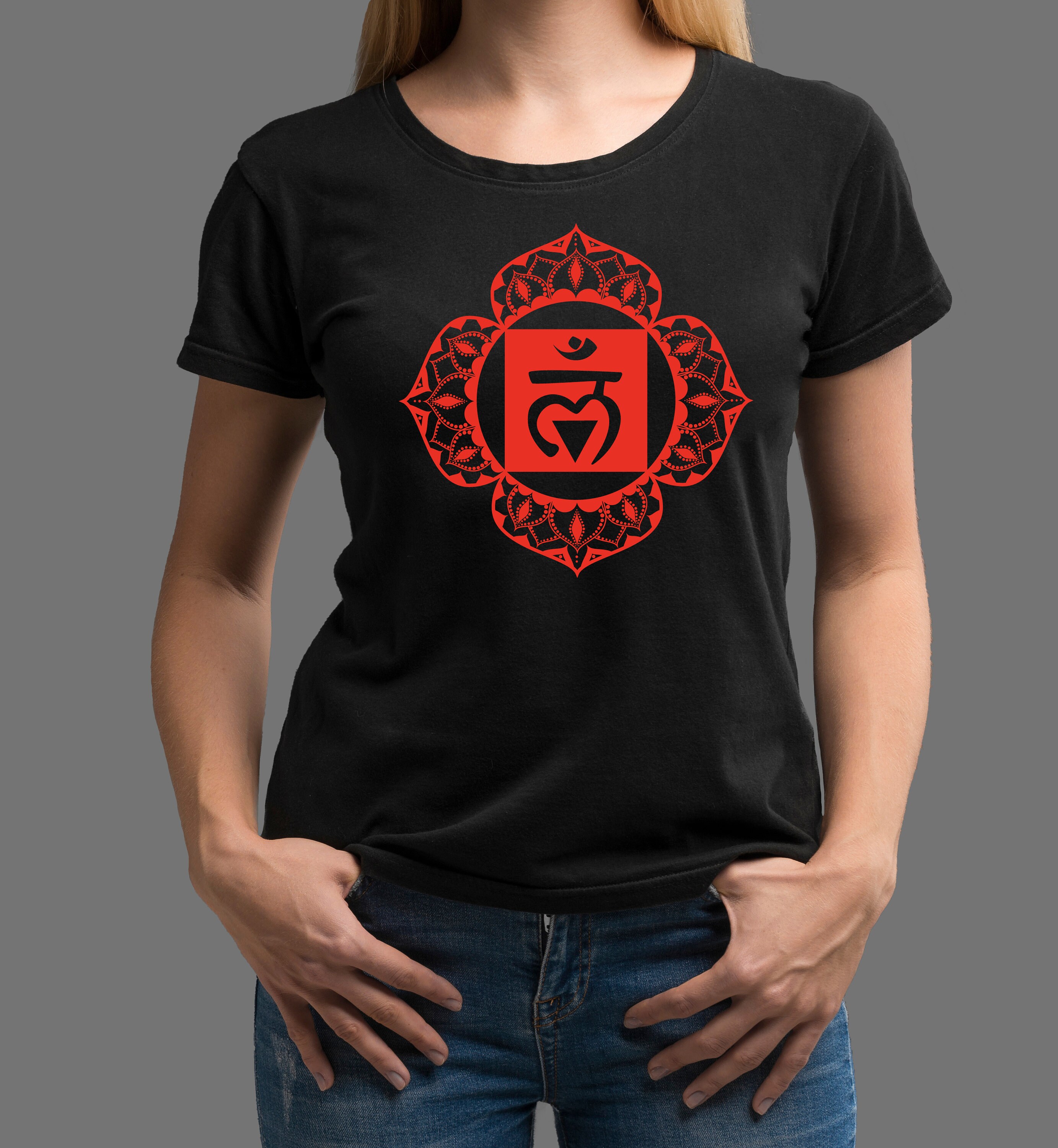 Yogi Muladhara Red Root Chakra Ladies Black T Shirt For Your Etsy Yogi Muladhara Red Root Chakra Ladies Black T Shirt For Your Etsy