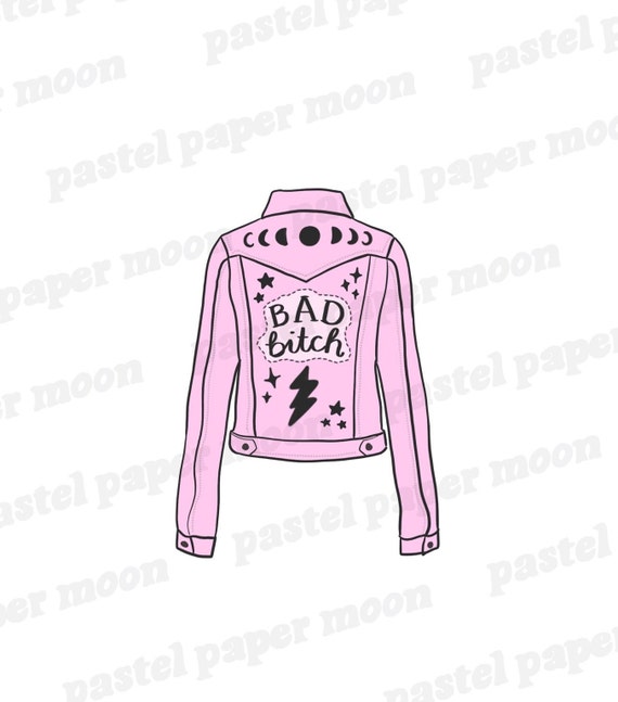 Poor B*TCH Crimson Jean Jacket Electronic Planner Die Slash Printable - Downloadable Artwork Print photo regarding Printable Jacket identified as Undesirable B*TCH Red Jean Jacket Electronic Planner Die Minimize Printable - Downloadable Artwork Print