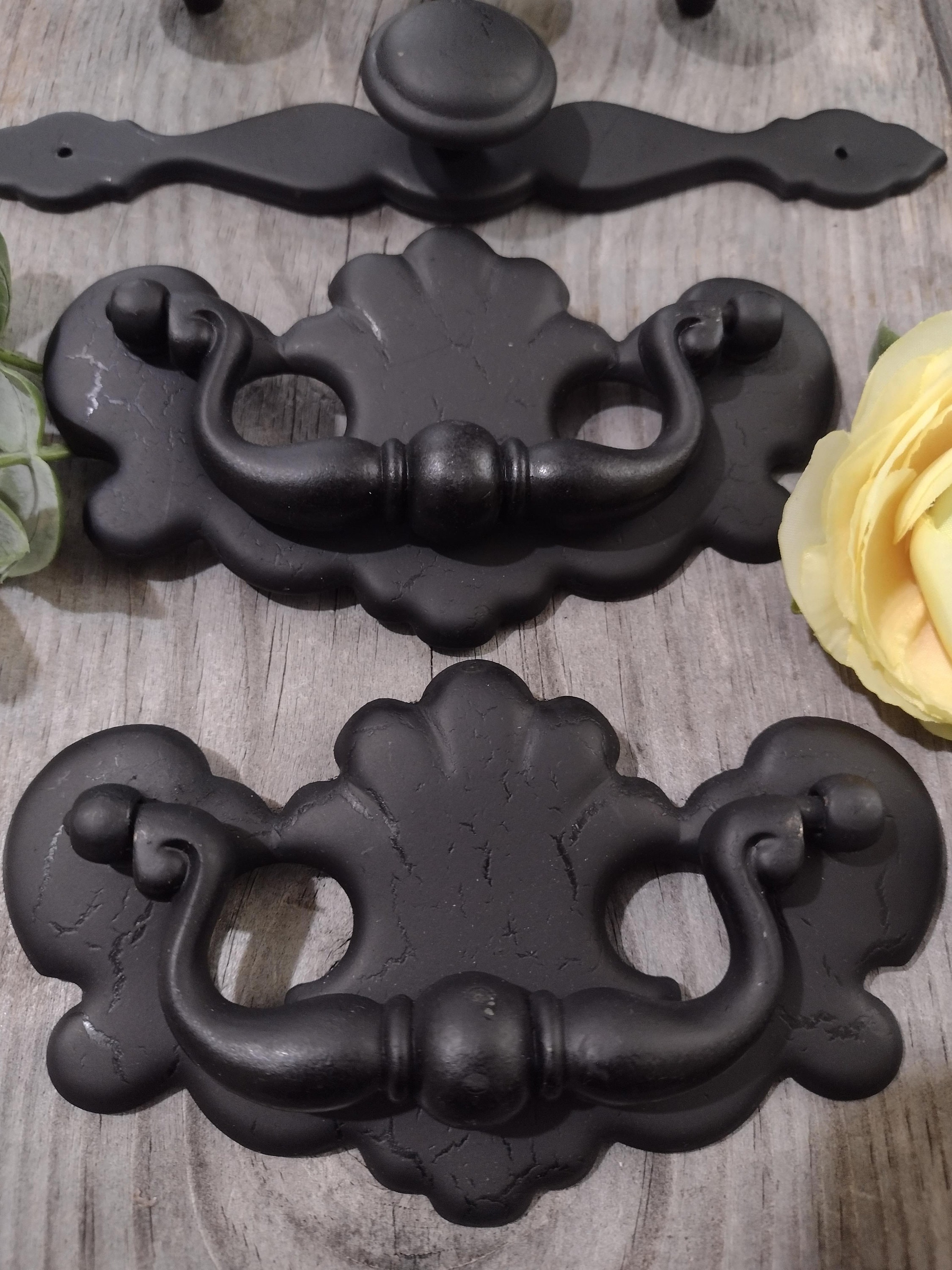 Set of 7 Black Farmhouse Drawer Pulls & Knobsreplacement Hardware