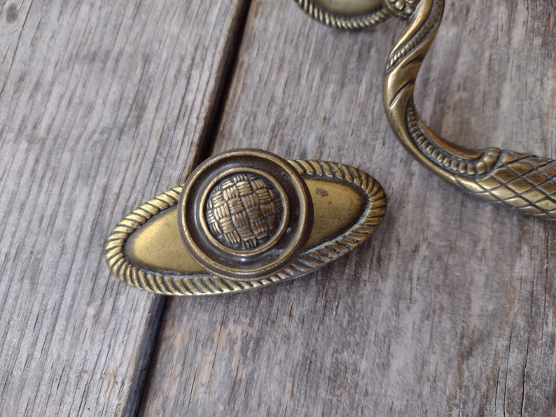 Basket Weave Brass Drawer Pulls3pc Vintage Drawer Pullsboho Styled
