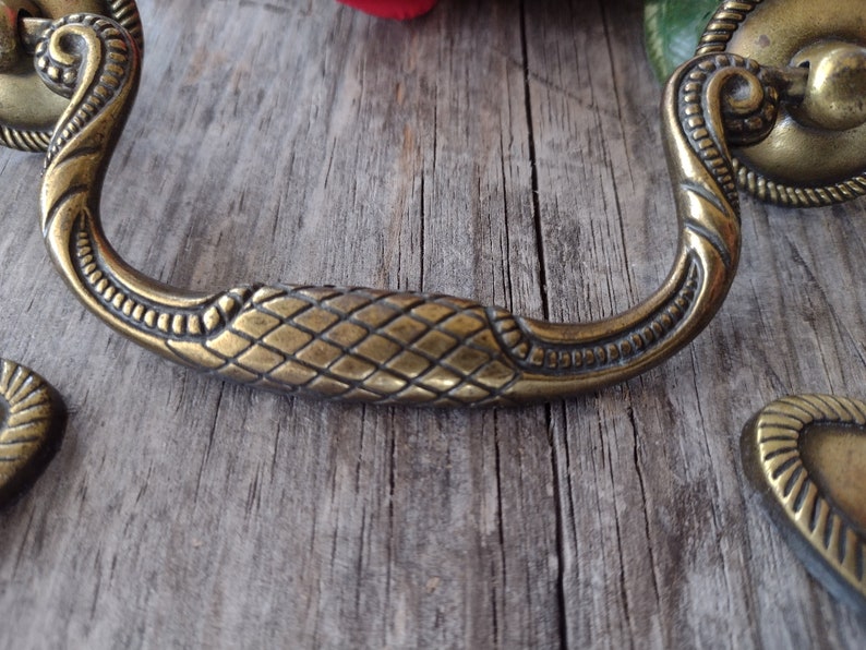 Basket Weave Brass Drawer Pulls3pc Vintage Drawer Pullsboho Styled