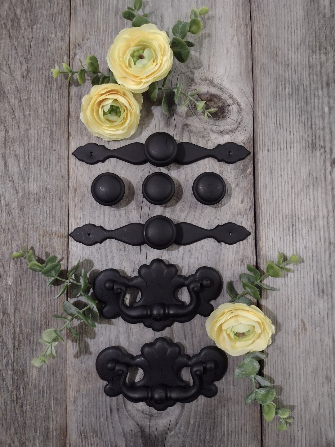 Set of 7 Black Farmhouse Drawer Pulls & Knobsreplacement Hardware